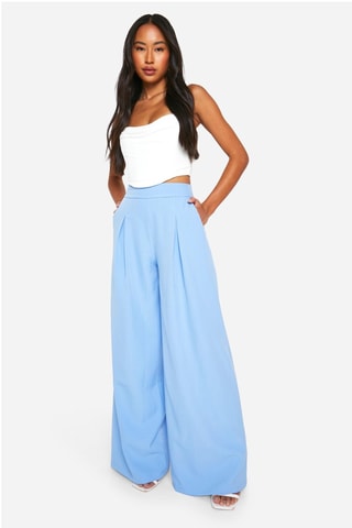 Pantalon palazzo taille haute - Bleu