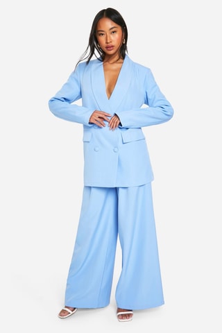 Pantalon palazzo taille haute - Bleu