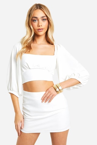 Crop top et minijupe - Ivoire