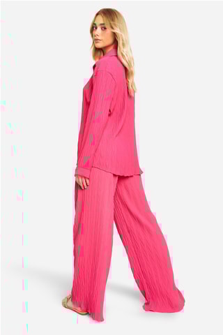 Chemisier relaxed et pantalon wide legs - Rose