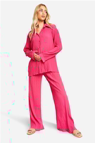Chemisier relaxed et pantalon wide legs - Rose