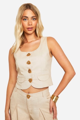 Gilet de costume en lin - Beige
