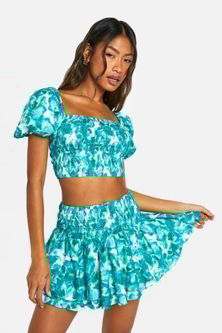 Crop top et minijupe - Turquoise