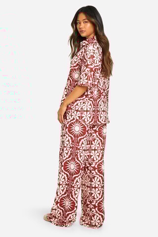 Chemisier oversize et pantalon wide legs - Rouille