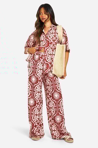 Chemisier oversize et pantalon wide legs - Rouille
