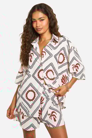 Chemisier oversize et short - Ecru