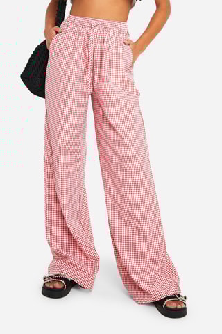 Pantalon palazzo taille haute - Rouge