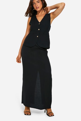 Gilet de costume et jupe longue - Noir