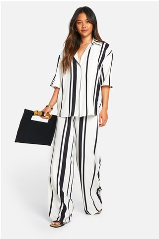 Chemisier et pantalon wide legs - Blanc et noir