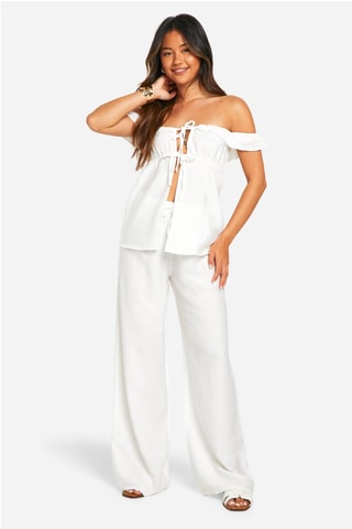 Chemisier et pantalon wide legs - Ivoire
