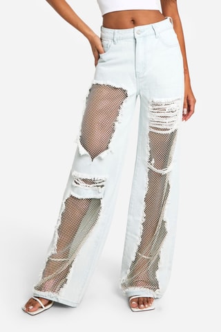 Jean wide legs taille haute - Bleu clair