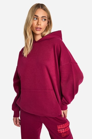 Sweat oversize à capuche - Bordeaux