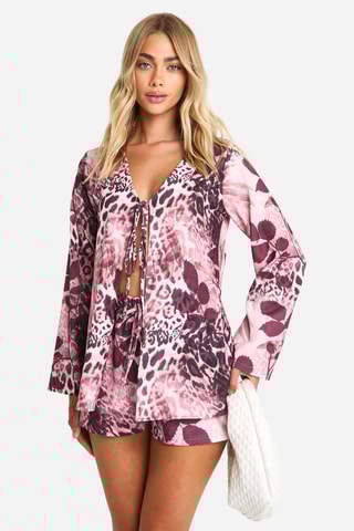 Chemisier relaxed et short relaxed - Rose et marron