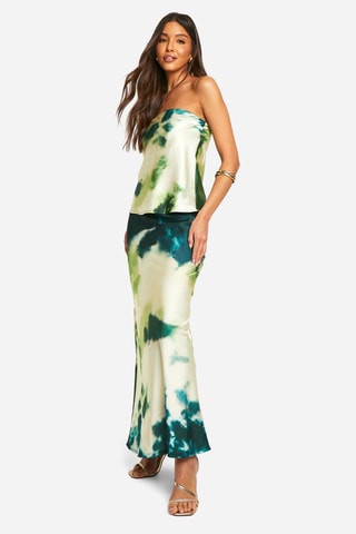 Top bustier et jupe longue tie and dye - Vert
