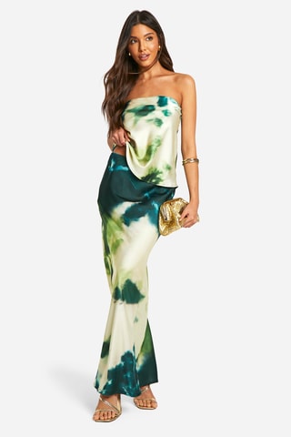 Top bustier et jupe longue tie and dye - Vert