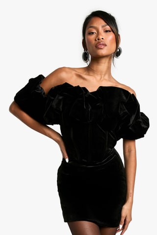 Robe fourreau en velours - Noir