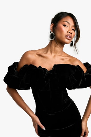 Robe fourreau en velours - Noir