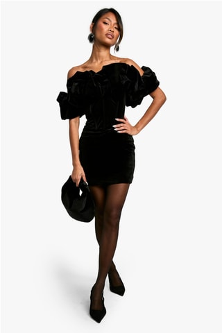 Robe fourreau en velours - Noir