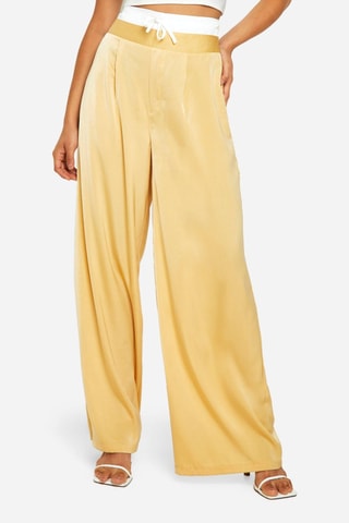 Pantalon palazzo taille haute - Jaune