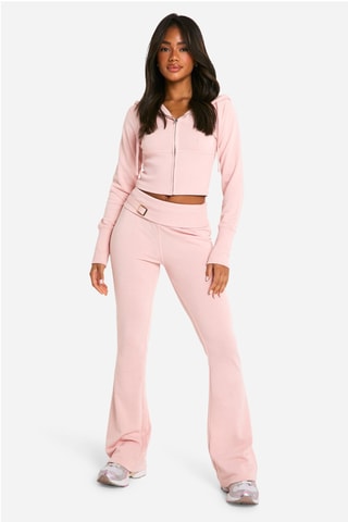 Sweat à capuche et pantalon flare - Rose