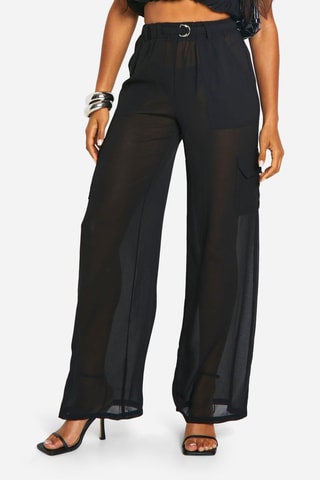 Pantalon  wide legs taille haute - Noir