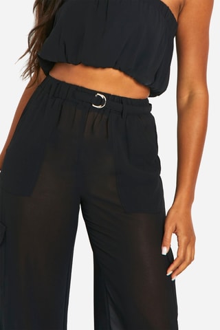 Pantalon  wide legs taille haute - Noir