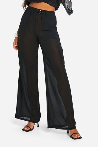 Pantalon  wide legs taille haute - Noir