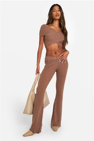Crop top et pantalon flare - Marron