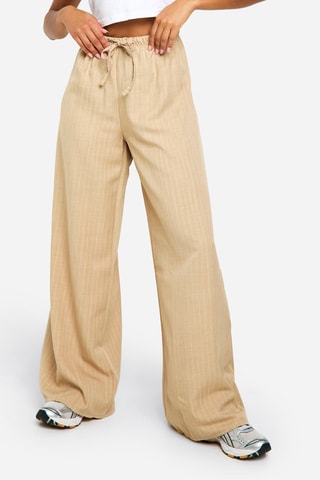 Pantalon wide legs taille haute - Beige