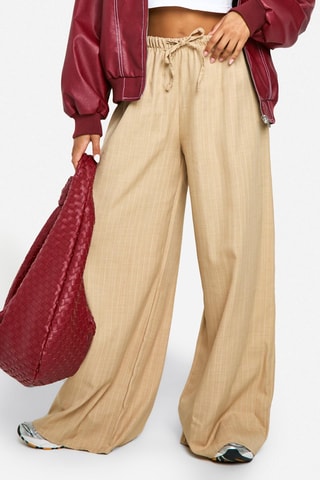 Pantalon wide legs taille haute - Beige
