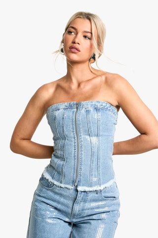 Top bustier - Bleu clair