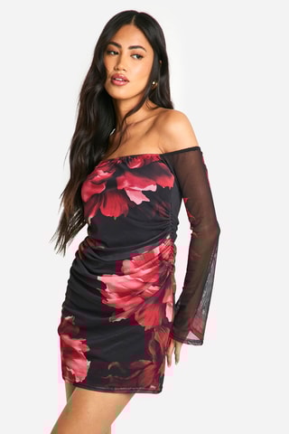 Robe fourreau - Noir et rouge