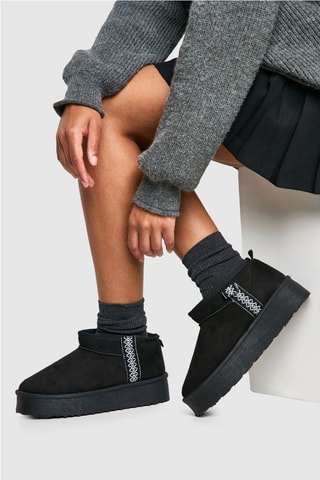Bottines fourrées plateformes - Noir
