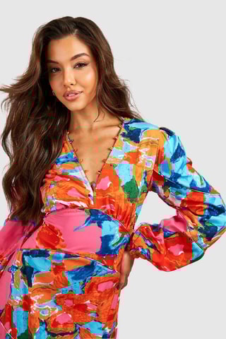 Robe longue - Rose et orange