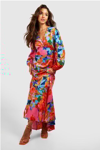 Robe longue - Rose et orange