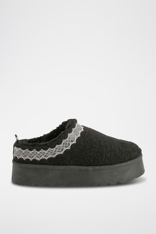 Mules fourrées plateformes - Noir