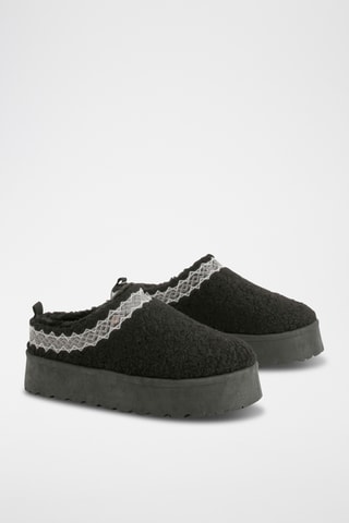 Mules fourrées plateformes - Noir
