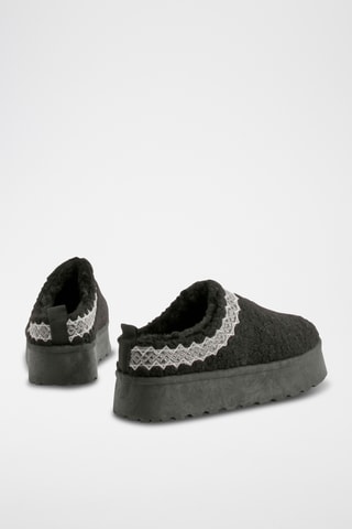 Mules fourrées plateformes - Noir