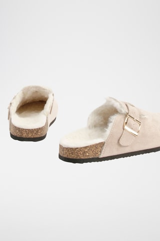 Mules fourrées - Beige