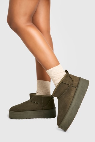 Bottines fourrées plateformes - Vert