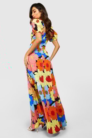 Robe longue - Noir et corail