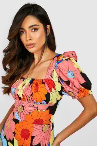 Robe longue - Noir et corail