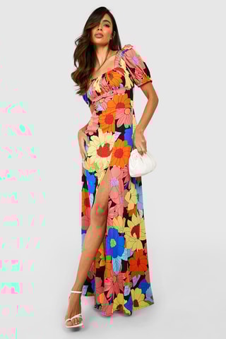 Robe longue - Noir et corail
