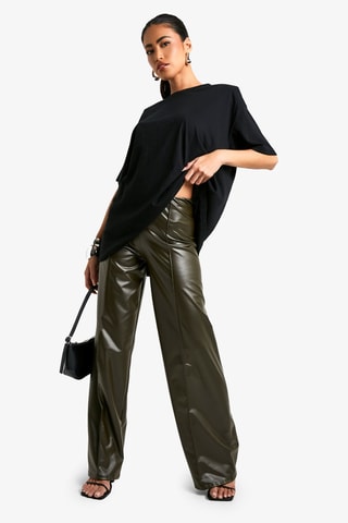 Pantalon wide legs taille haute - Kaki