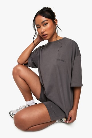 T-shirt oversize et cycliste - Gris foncé