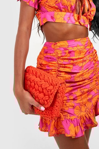 Crop top et minijupe - Rose et orange