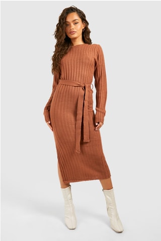 Robe midi - Marron