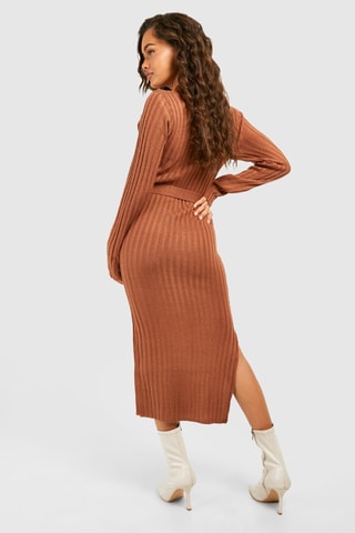 Robe midi - Marron