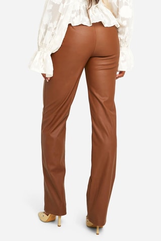 Pantalon droit taille haute - Marron
