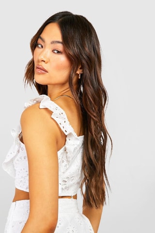 Crop top en broderie anglaise - Blanc